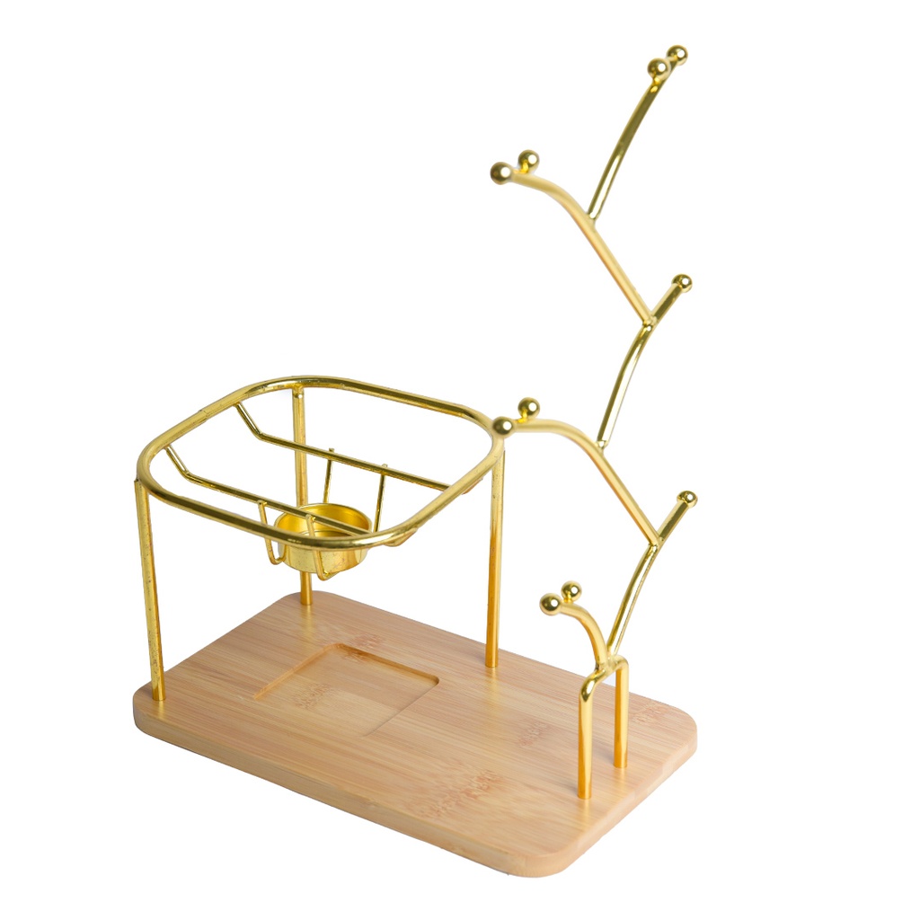 Service a Café Porcelaine 16 pièces avec Support Bougie Motif Doré