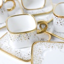 Service a Café Porcelaine 16 pièces avec Support Bougie Motif Doré