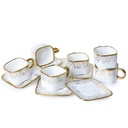 Service a Café Porcelaine 16 pièces avec Support Bougie Motif Doré