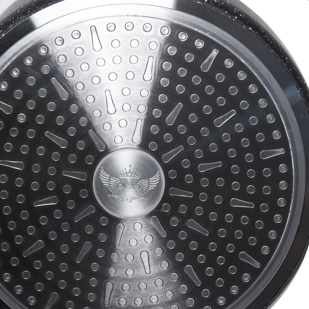 Batterie De Cuisine Sizar 16 Pièces Granite Rouge