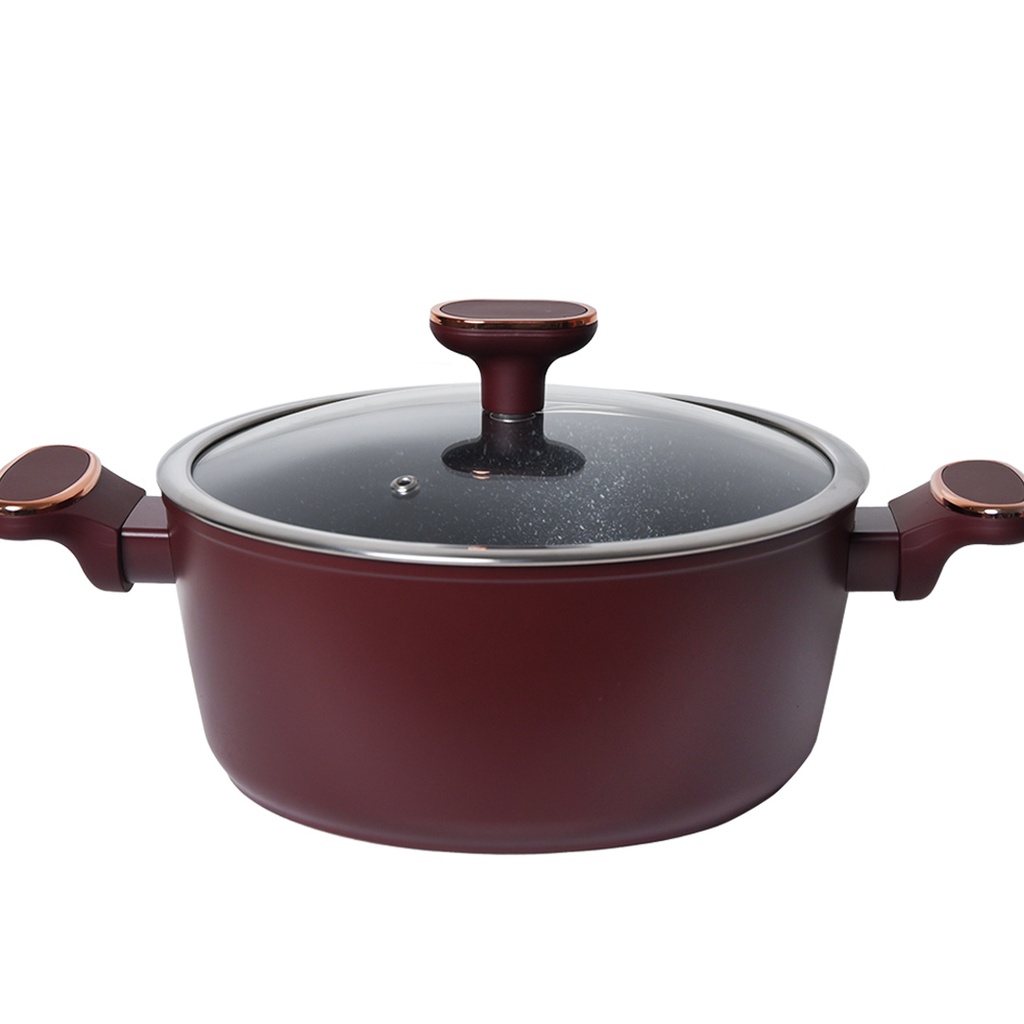 Batterie De Cuisine Sizar 23 Pièces Granite -Rouge 