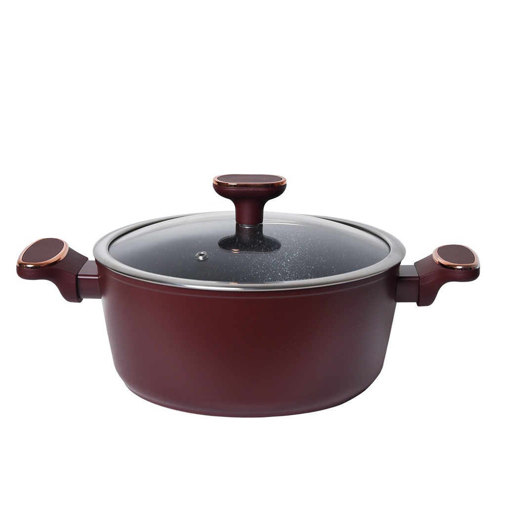 Batterie De Cuisine Sizar 23 Pièces Granite -Rouge 