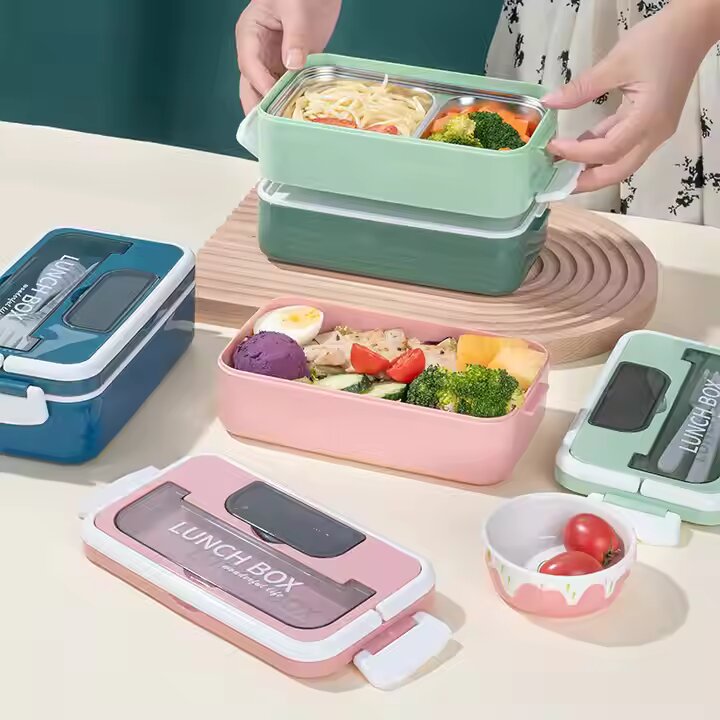 Lunch Box Isotherme deux Niveaux 1600 ml Rose