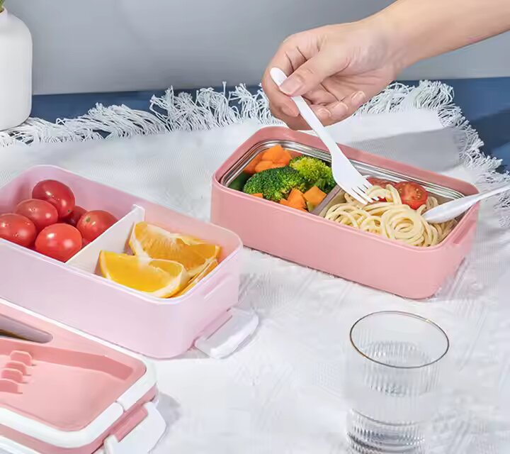 Lunch Box Isotherme deux Niveaux 1600 ml Rose