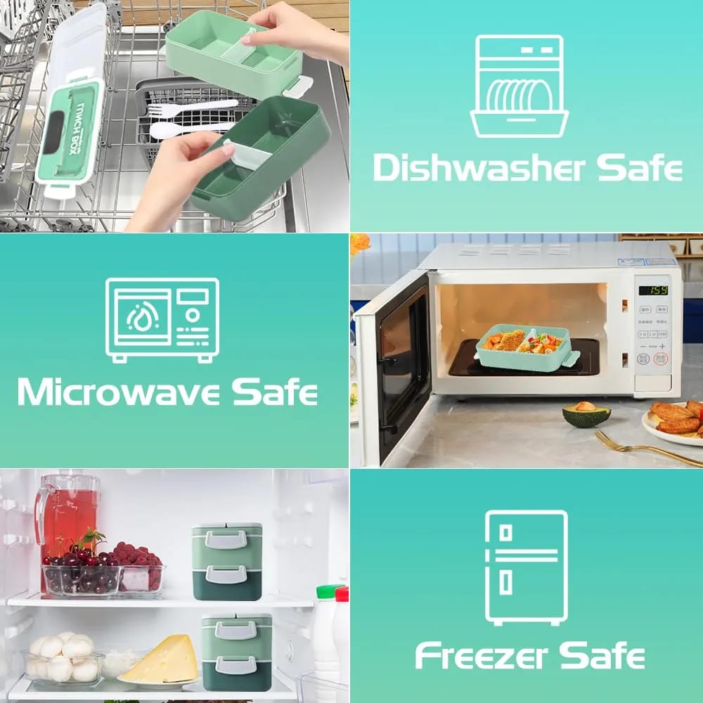 Lunch Box Isotherme deux Niveaux 1600 ml Vert 