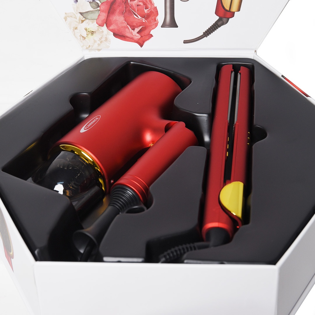 Pack Sèche-cheveux et Lisseur Florence Rouge