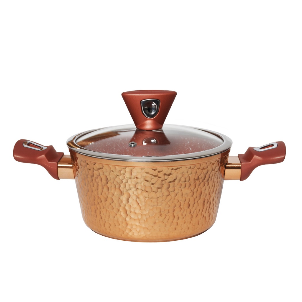 Batterie de Cuisine 25 Pièces Granite Golden House Effet Cuivre