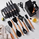 Set D'ustensiles De Cuisine 19 Pièces En Silicone - Noir
