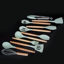 Set D'ustensiles De Cuisine 19 Pièces En Silicone - Vert d'eau