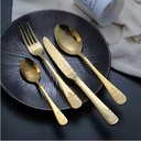 Coffret Ménagère 24 Pièces En Acier Inoxydable Doré avec Design 