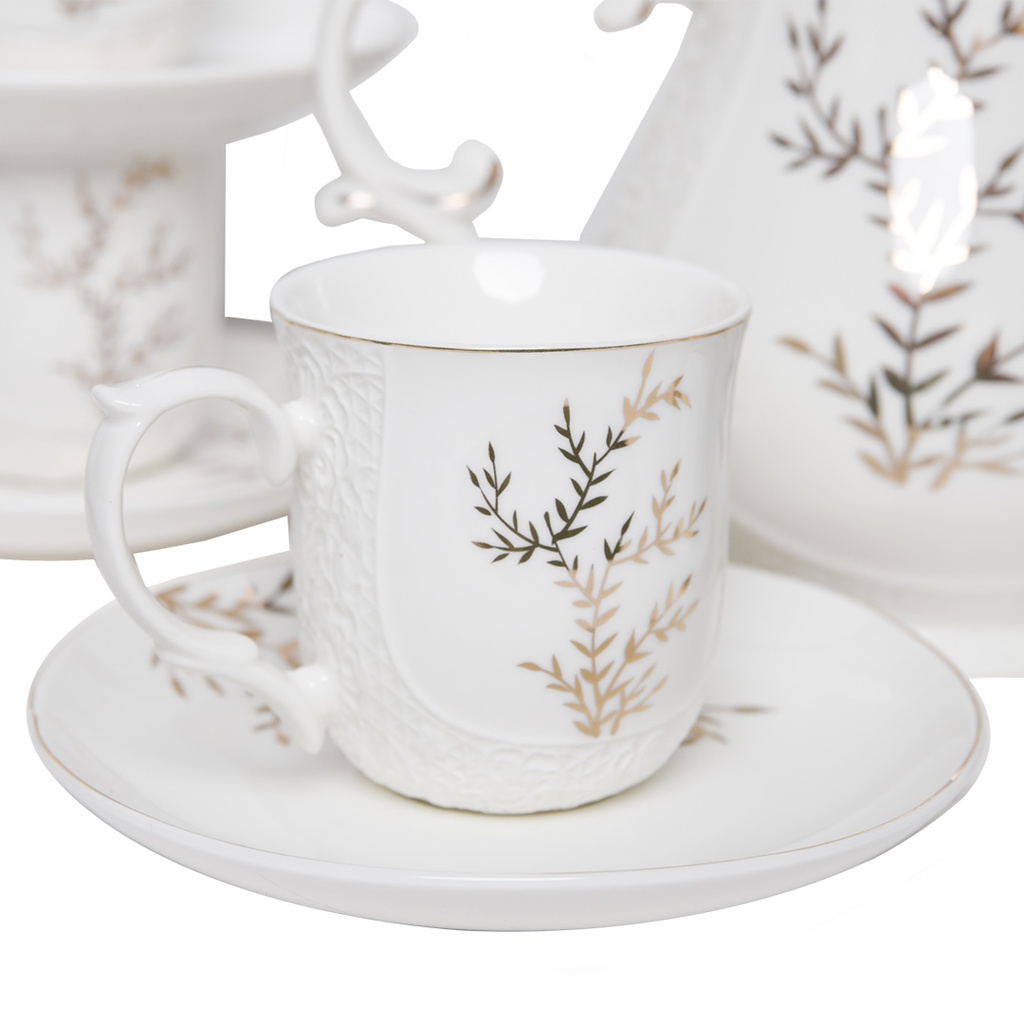 Service a Café au Lait Avec Théière Porcelaine 13 pièces M1