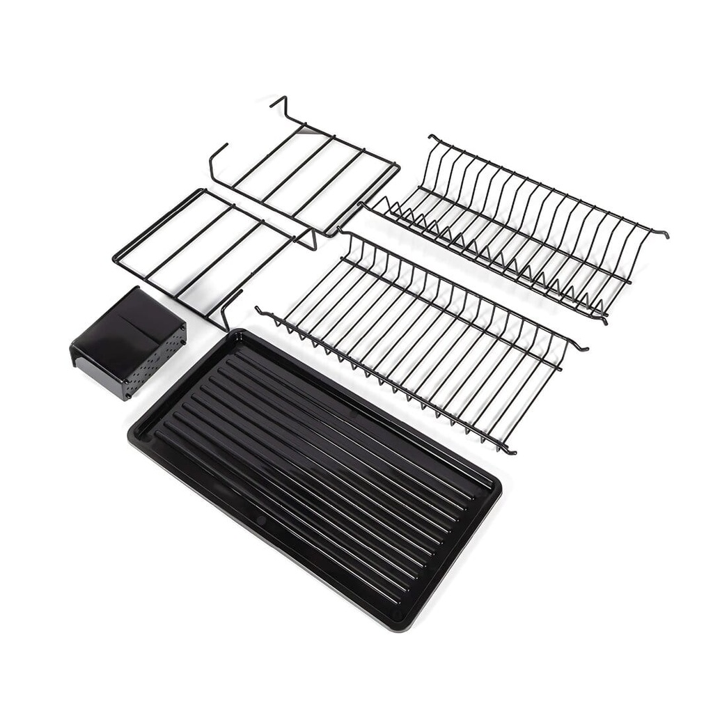 Égouttoir À Vaisselle Portable À Deux Niveaux Noir Avec Plateaux -50 cm- ZENSAN