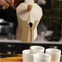 Cafetière italienne En Aluminium 6 Tasses Blanc Cassé avec Poignée effet Bois