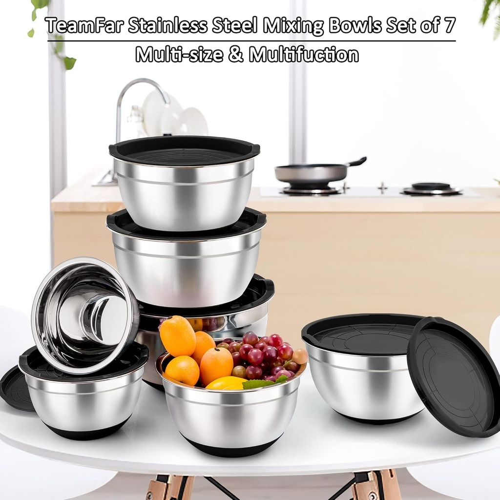 Lot de 7 Bols Avec Couvercle En Acier inoxydable 
