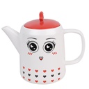 Service à Café Au Lait En Céramique Blanc/Rouge Pour 4 Personnes - 7 Pièces