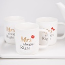 Service à Café Au Lait En Céramique Blanc/Rouge Pour 4 Personnes - 7 Pièces