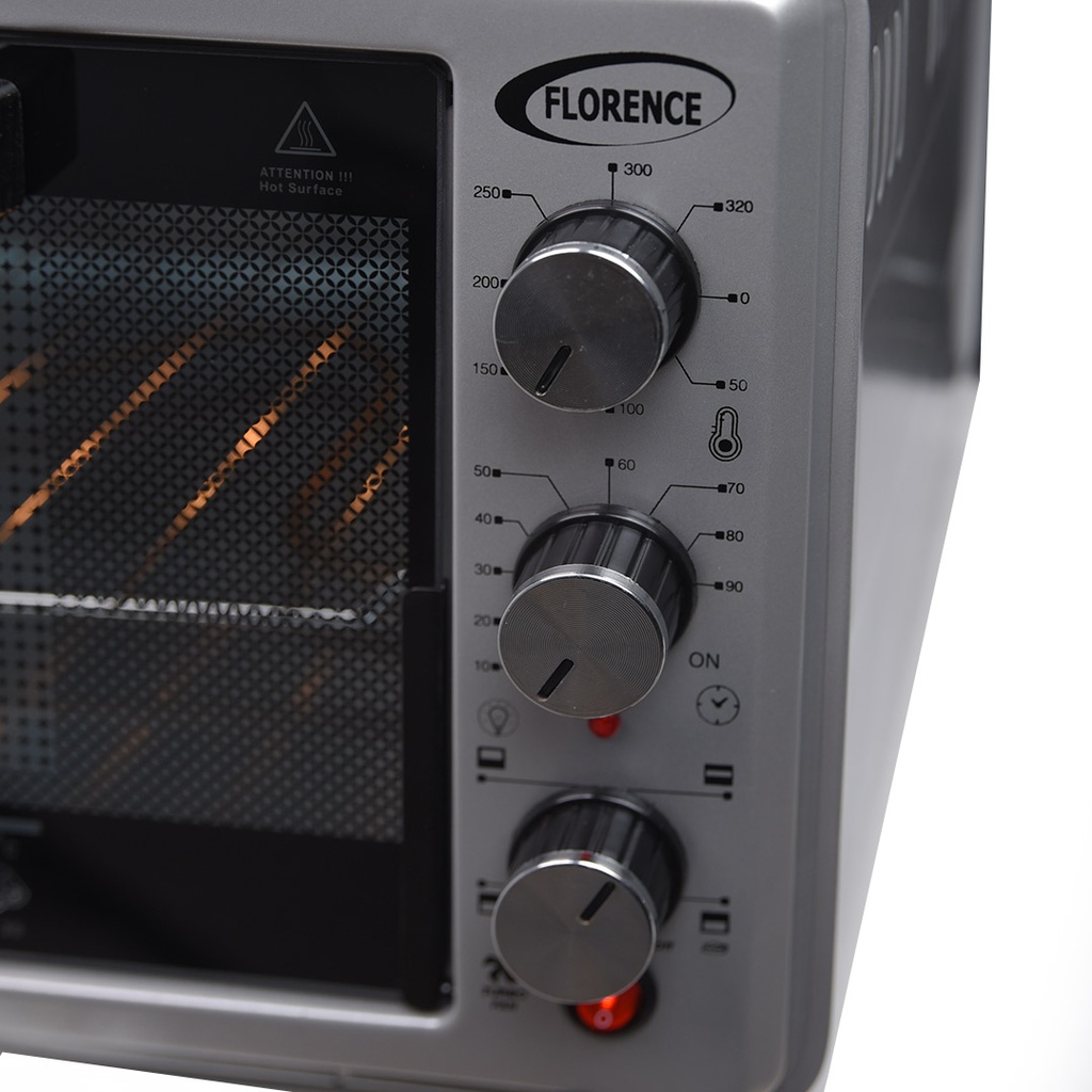 Four Électrique Florence 52L 1500W – Avec Tournebroche & Turbo Gris