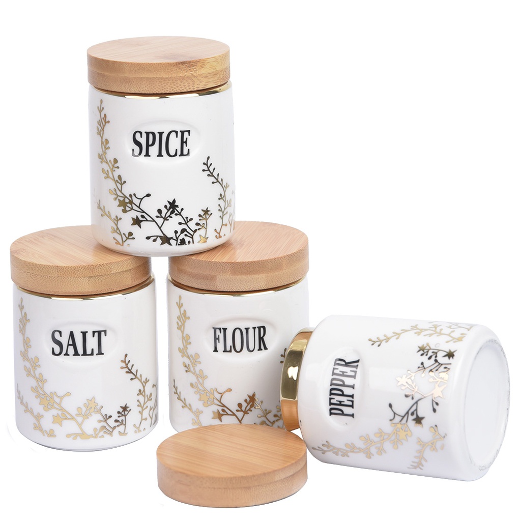 Porte Epices En Porcelaine Golden House 8 pièces 