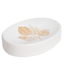 Accessoires de salle de bain en céramique Rond Blanc Motif Feuille