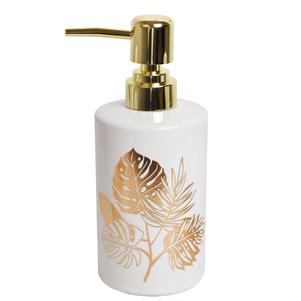 Accessoires de salle de bain en céramique Rond Blanc Motif Feuille