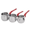 Set de 3 pots à lait Inox Lines Avec Support Rouge