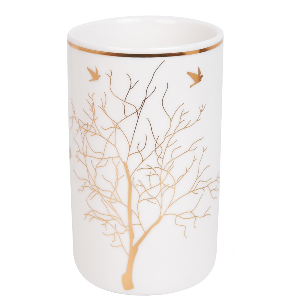 Accessoires de salle de bain en céramique Rond Blanc Motif Arbre