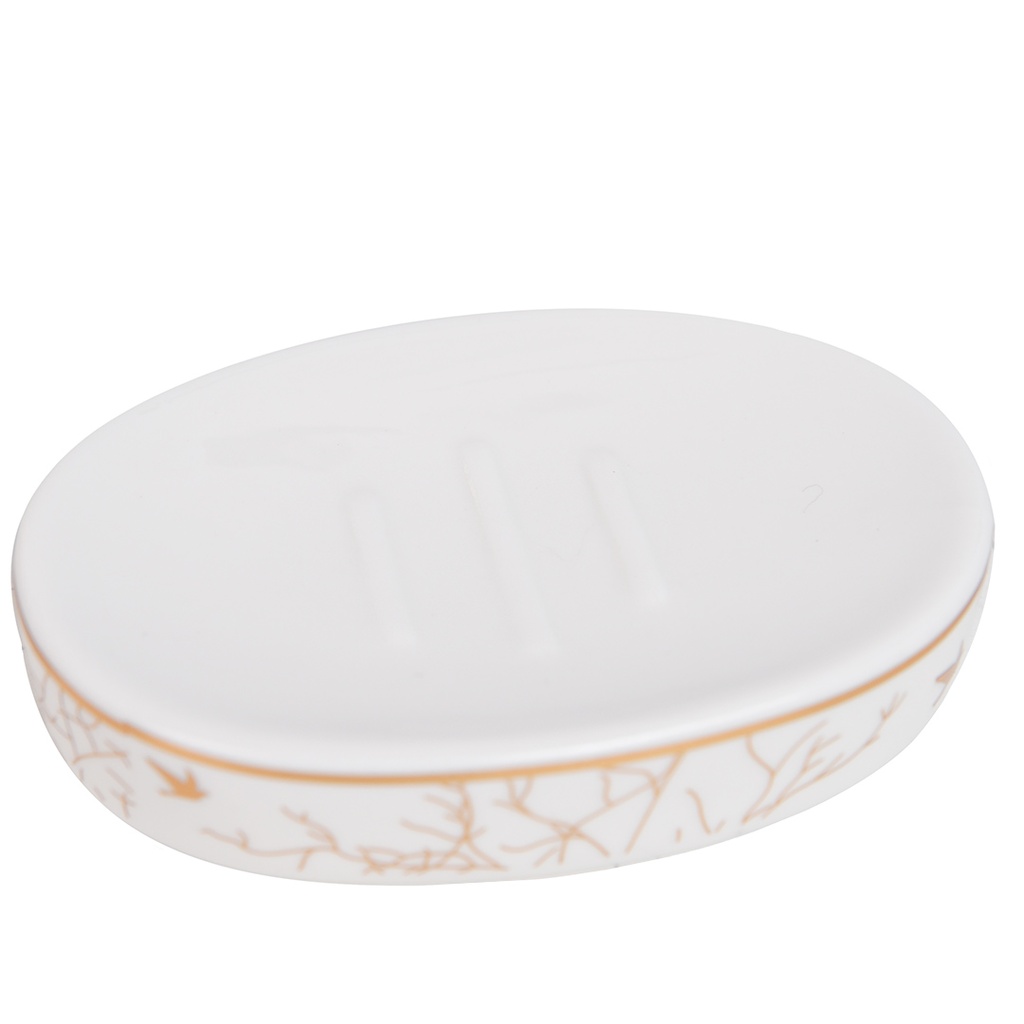 Accessoires de salle de bain en céramique Rond Blanc Motif Arbre