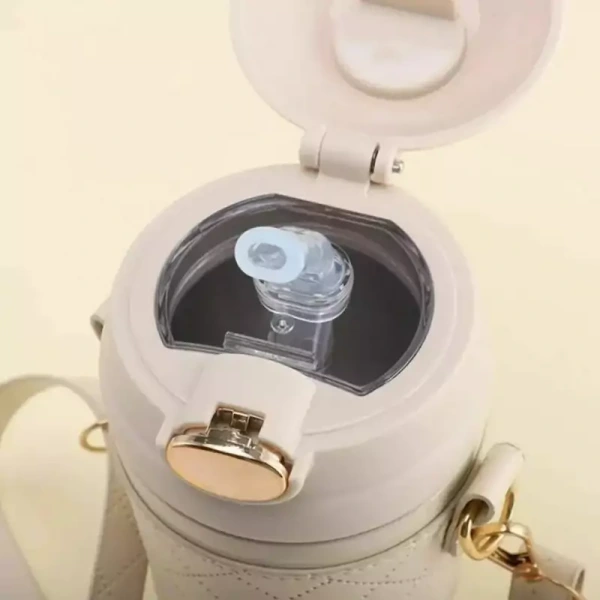 Thermos En Acier Inoxydable avec Bandilière Beige 480ml