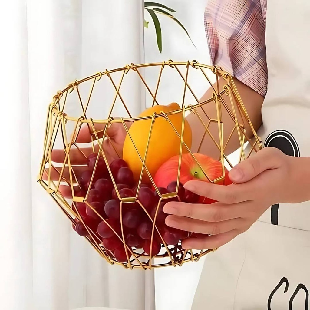 Panier En Acier Inoxydable Multifonctions Pliable Doré 