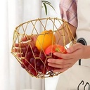 Panier En Acier Inoxydable Multifonctions Pliable Doré 