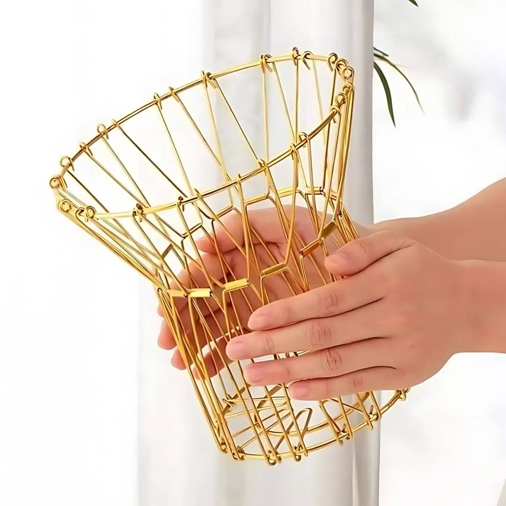 Panier En Acier Inoxydable Multifonctions Pliable Doré 