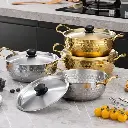 Ensemble de 3 Casseroles en acier inoxydable Argent