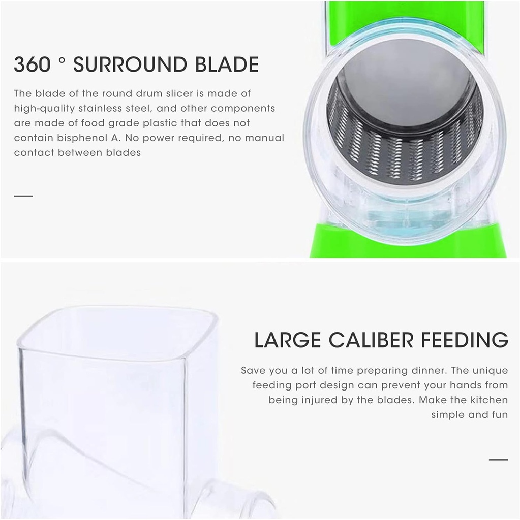 Trancheuse Multifonction Manuelle Avec 3 Lames Vert 