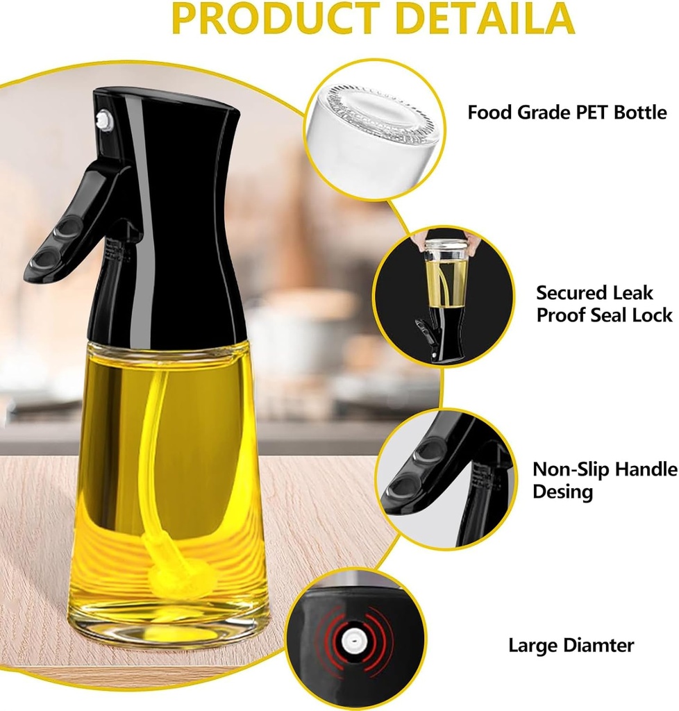 Vaporisateur Huile Et Vinaigre 210 ml Spray En Verre Noir 