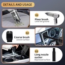 Aspirateur Portable Sans Fil Multifonction Voiture/Maison Gris