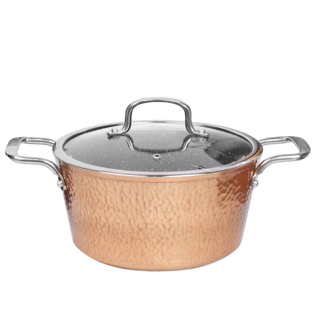 Batterie de Cuisine 20 Pièces Granite Golden House - Effet Cuivre