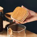 Lot de 3 Boite En verre avec Couvercle en Bois Bambou