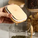 Lot de 3 Boite En verre avec Couvercle en Bois Bambou