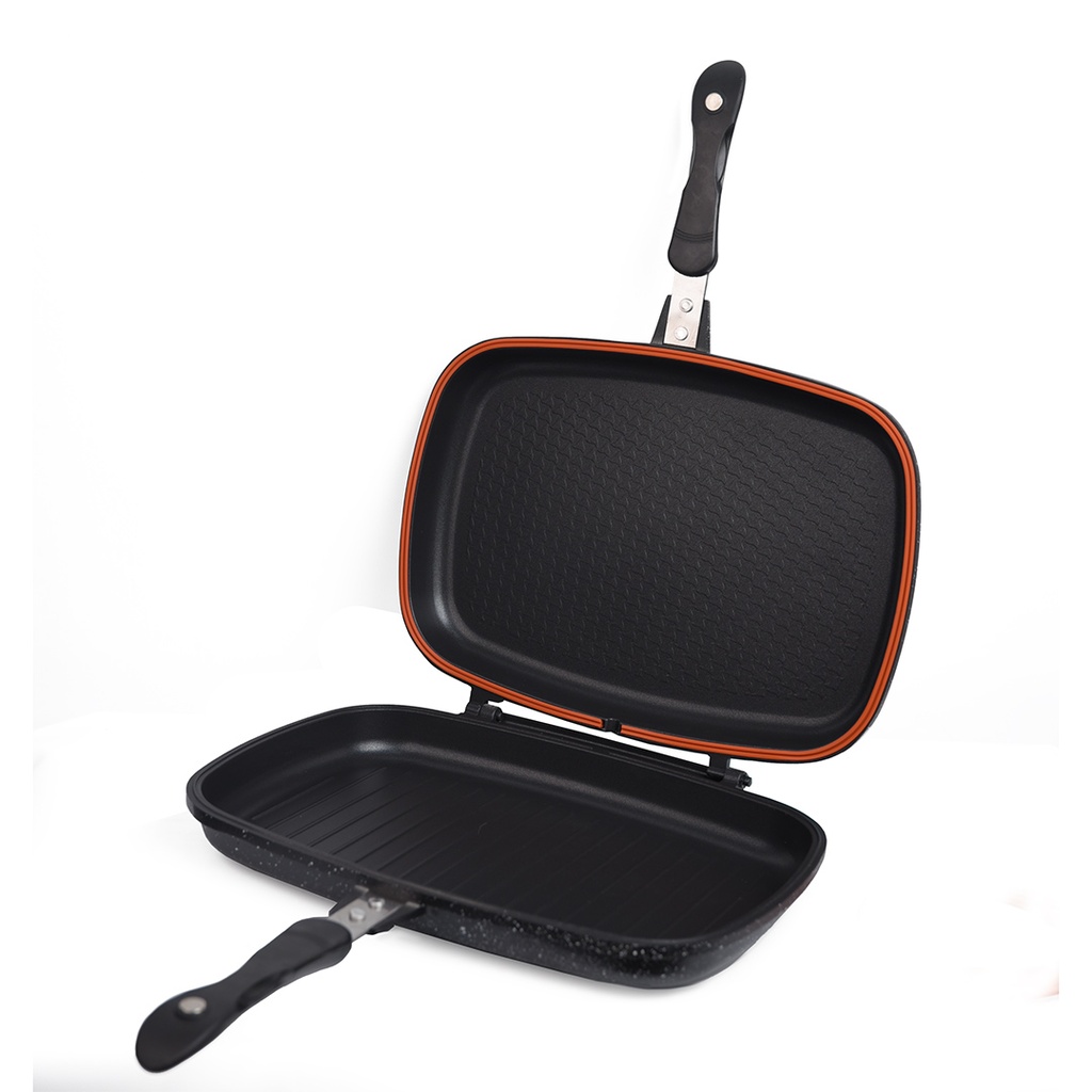 Poêle Grille Double Face En Granite 55/10 cm - Noir