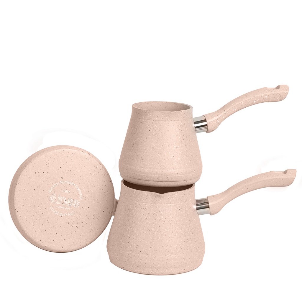 Set de 3 pots à lait Lines En Granite avec Support - Beige