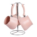 Set de 3 pots à lait Lines En Granite avec Support - Rose