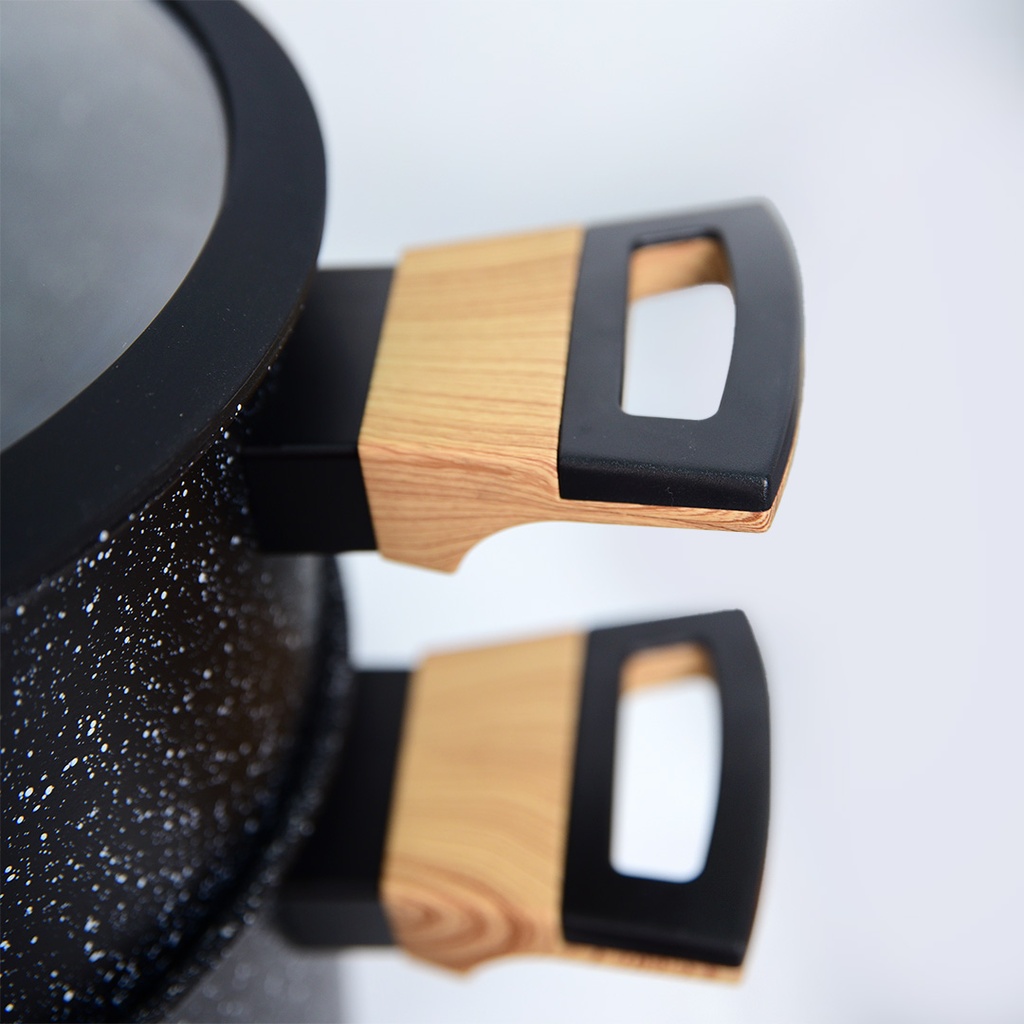 Batterie De Cuisine Sizar 21 Pièces Granite -Noir