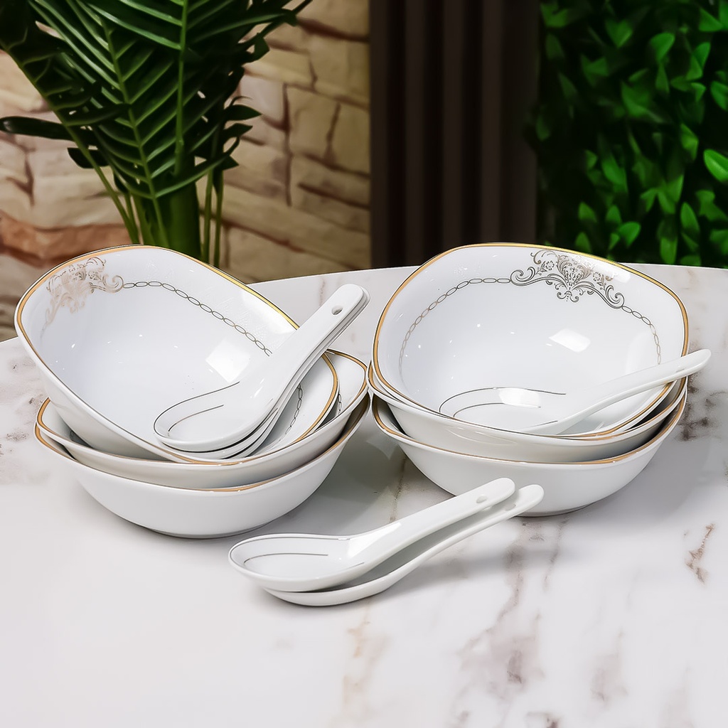 Service à Table 72 Pièces en Porcelaine Florence M1- Carré