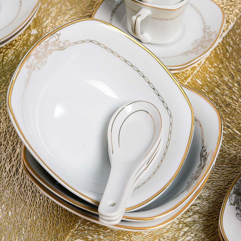 Service à Table 72 Pièces en Porcelaine Florence M1- Carré