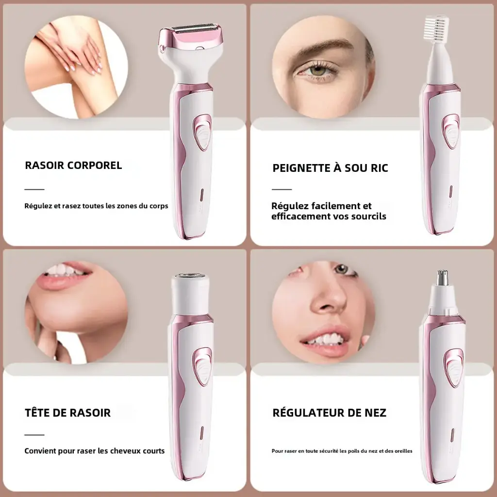 Kit d'épilation rechargeable corps et visage pour femme 4 en 1 Daling