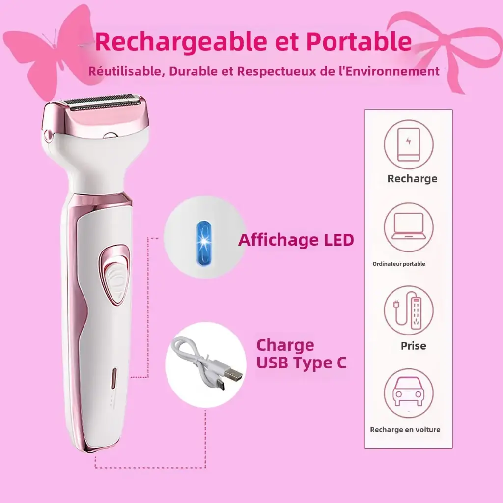 Kit d'épilation rechargeable corps et visage pour femme 4 en 1 Daling