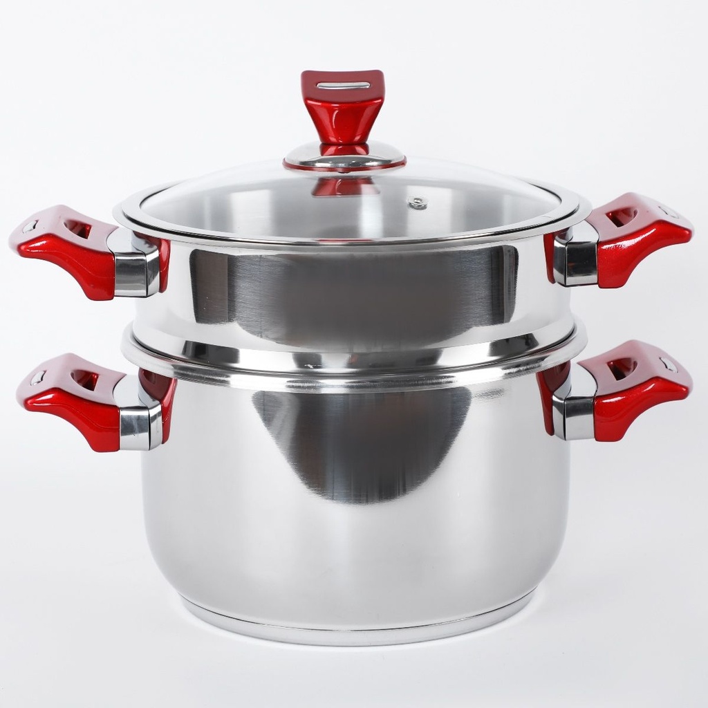 Ensemble de 8 pieces Inox Hascevher Cocotte 5 L et couscoussier 7 L