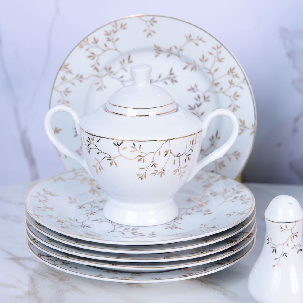 Service à Table en Porcelaine 72 Pièces Bravo Doré Motif 6