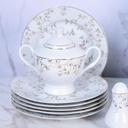 Service à Table en Porcelaine 72 Pièces Bravo Doré Motif 6