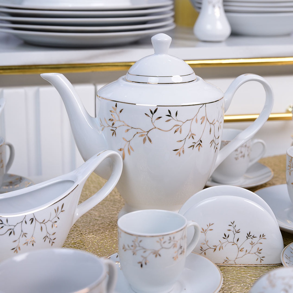 Service à Table en Porcelaine 72 Pièces Bravo Doré Motif 6